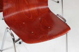 German Flötotto and Pagholz Set of Six Stacking Chairs of Molded Plywood 1970s