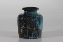 Artistic Vase by Danish Sejer Ceramic Studio Brutalist Style Pottery, Rustic with Blue Glaze 1970s. Danish Modern Ceramics.