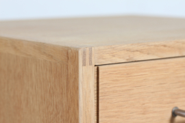 Danish Modern Small Oak Chest of Drawers, Bedside or Office, Munch Møbler, 1970s. Danish mid-century furniture.
