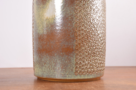 Danish Einar Johansen for Søholm Ceramic Floor Vase Beige Brown Dot Decor, 1960s, 44 cm / 17"