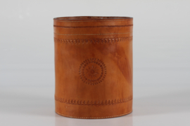 Vintage Wastepaper Basket of Genuine Cognac Colored Core Leather, 1970s