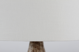 Danish Brutalist by Artist Sejer Ceramic Table Lamp with Brown Glaze + New Shade. Mid-century Ceramics, Unica 1970s.