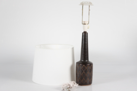 Danish Mid-century Palshus Tall Mocha Brown Table Lamp with New Lampshade, 1960s Mid-century Modern Ceramics