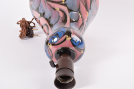 Danish Art Nouveau (Skønvirke) Ceramic Table Lamp by Danico with Purple Flower Decor, 1920s