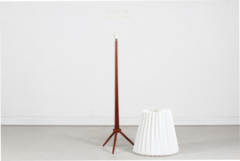 Danish Modern 1950s Tripood Floor Lamp of Teak with Robert Kasal Le Klint Shade