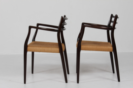 N. O. Møller Pair of Armchairs No. 62 of Mahogany Made by J.L. Møller in Denmark. Danish Modern 1960s.