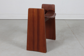 Gilbert Marklund Stool "Jonte" Dark Stained Solid Pine, Sweden Modern 1970s