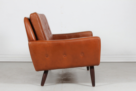 Danish Modern Two-Seat Sofa with Cognac-Colored Leather Made in Denmark Mid-century 1960s