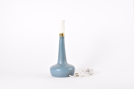 Danish Palshus Le Klint Table Lamp Dusted Blue Haresfur Glaze Brass Detail, 1960