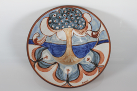 Huge Søholm Stoneware Bowl by Noomi Backhausen with Tree of Life Motif, 1960s Danish Ceramic.