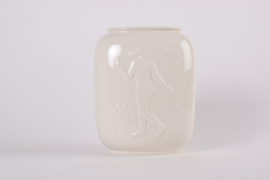 Danish Art Deco Royal Copenhagen Vase Blanc de Chine Naked Man & Woman by Hans Henrik Hansen, 1940s