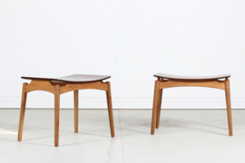 Danish Modern Pair of Stools of Teak and Oak by Ølholm Møbelfabrik, Denmark 60s. Mid-century Furniture
