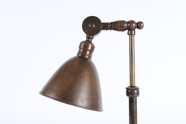Bauhaus Telescopic and Flexible Desk Lamp of Brass with Brown Patina. In the Style of Christian Dell/Kaiser Idell 1930s.