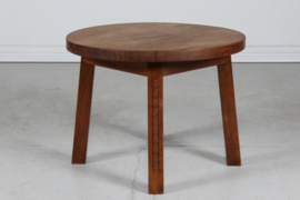 Danish Midcentury Brutalist Round Coffee Table of Solid Oak by Cabinetmaker 1950