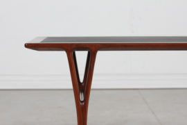 Helge Vestergaard Jensen Coffee Table of Rosewood and Black Leather by Peder Pedersen Denmark, 1960s Danish Modern.