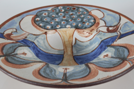 Huge Søholm Stoneware Bowl by Noomi Backhausen with Tree of Life Motif, 1960s Danish Ceramic.