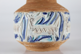 Italian Fratelli Fanciullacci Vase with Embossed Decoration of Fantasy Animals