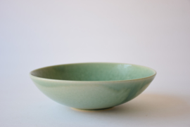 Saxbo Eva Stæhr Nielsen Attributed Denmark  Bowl with Green Glaze Grass & Bird Motif Danish Mid-century Pottery