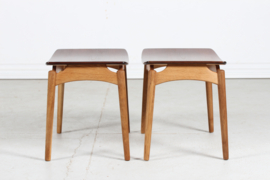 Danish Modern Pair of Stools of Teak and Oak by Ølholm Møbelfabrik, Denmark 60s. Mid-century Furniture