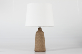 Einar Johansen Unglazed Ceramic Table Lamp with Embossed Leaves, Denmark, 1960s