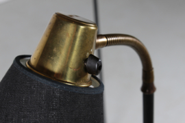 Pair of Scandinavian Adjustable Floor Lamps of Black Lacquer and Brass 1940s. Scandinavian Modern.