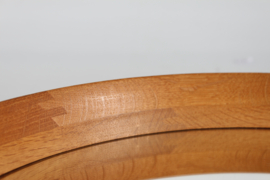 Uno and Osten Kristiansson Round Mirror of Oak with Leather Strap for Hanging by Luxus Vittsjö Sweden, 1970