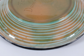 Large Ceramic Dish with Leaf Pattern by Torben Keramik Denmark Mid-Century