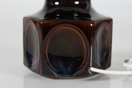Søholm Sculptural Stoneware Table Lamp with Glossy Dark Glaze by Einar Johansen. Vintage Danish Lightning