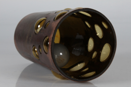 Pendant of Patinated Copper Amber Colored Glass in Nanny Still Style by RAAK, Denmark Mid-century Lightning