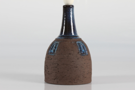 Brutalist Danish Brown and Blue Ceramic Table Lamp by Sejer Ceramic with New Shade 1970s