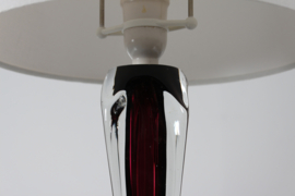 Paul Kedelv Slender Table Lamp, Dark Purple Core in Clear Glass, Art Crystal Flygsfors 1960s Mid-century Modern Sweden