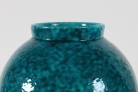 Herman A. Kähler Art Deco Floor Vase with Speckled Turquoise Glaze, HAK Denmark 1930.