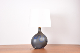 Large Michael Bang for Holmegaard Lamp Art "Asymmetrisk" Midnight Blue Sculptural Glass Table Lamp. Danish Modern Lighting 1970s