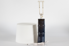 Tall Midnight Blue Carl-Harry Staalhane Table Lamp by Rörstrand in Sweden with New Shade, 1960s. Scandinavian Modern Lightning.