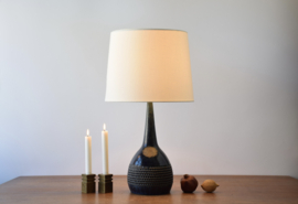 Tall Danish Palshus Sculptural Table Lamp Dark Blue Glaze, by Per Linnemann-Schmidt, Modern Ceramic 1960s