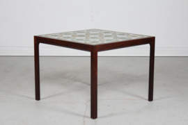 Danish Modern Square Coffee Table of Dark Wood with Royal Copenhagen Tiles, 1960s