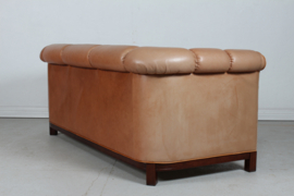 Vintage Chesterfield Sofa/Couch. Frame of Mahogany and Upholstered with Cognac Colored Leather, 1970s Vintage Danish Furniture.