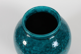 Herman A. Kähler Art Deco Floor Vase with Speckled Turquoise Glaze, HAK Denmark 1930.