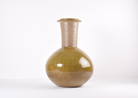 Unique Danish Nils Kähler HAK Floor Vase Amber Yellow Glaze, Ceramic 1960s, 48 cm / 19" Tall