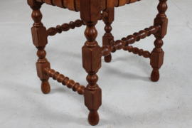 Axel Einar Hjorth style Stool of oak with Cognac Colored Leather Strips by Danish Cabinetmaker 1930s
