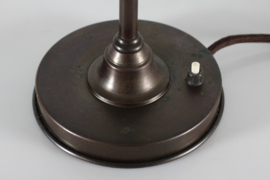 Sold - Danish Art Deco Table Lamp, Patinated Brass with Shades of White Opaline Glass, Fog & Mørup 1940s. Danish Lightning