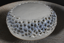 Huge 21.7" Sculptural Beige Sun Wall Sconce by Brangstrup, Danish Ceramic, 1970s