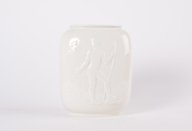 Danish Art Deco Royal Copenhagen Vase Blanc de Chine Naked Man & Woman by Hans Henrik Hansen, 1940s