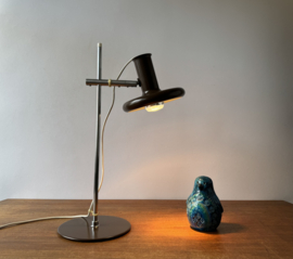 Fog & Mørup "Optima" Desk Table Lamp in Brown & Chrome. Design Hans Due. Danish Modern Lighting 1970s