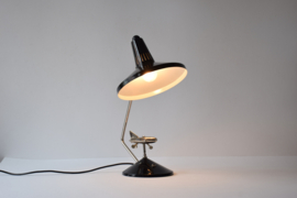 Rare 1960s Hala Zeist Desk Table Lamp Black Lacquer with Mobile Chrome Airplane