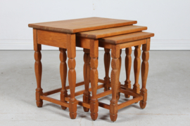 SOLD - Danish Henning Kjærnulf Style Set of Nesting Tables of Solid Oak, 1970s. Vintage Danish Furniture