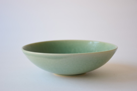 Saxbo Eva Stæhr Nielsen Attributed Denmark  Bowl with Green Glaze Grass & Bird Motif Danish Mid-century Pottery