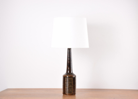 Danish Palshus Tall Table Lamp Brown Glaze with Shade, Midcentury Ceramic 1960s