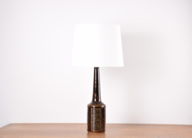 SOLD Danish Palshus Tall Table Lamp Brown Glaze with Shade, Midcentury Ceramic 1960s