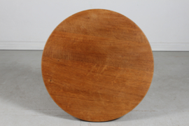 Henning  Kjærnulf / Axel Einar Hjorth Style Brutalist Round Coffee Table of Solid Oak by Danish Cabinetmaker 1950s.